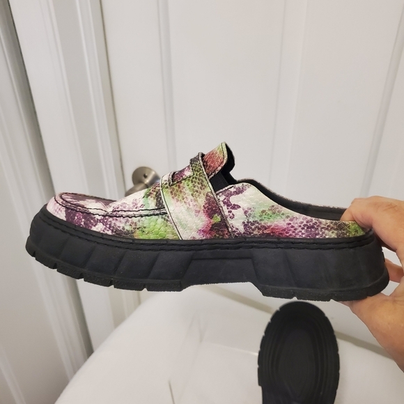 Virón Women's Purple/Green Leather Mule Loafer Shoes Size 38 EU/8 US - Picture 9 of 13